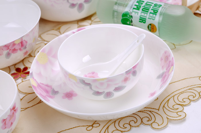 景德鎮陶瓷21頭骨瓷餐具套裝濱?；ㄩ_