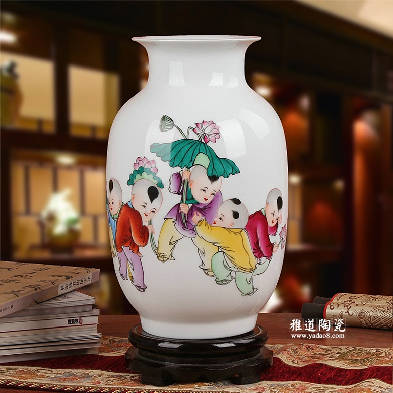 景德鎮室內裝飾彩繪花瓶(五子奪蓮)