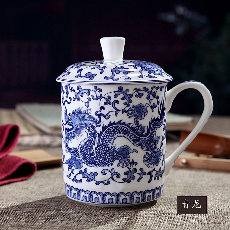 景德鎮青花龍會議茶杯 