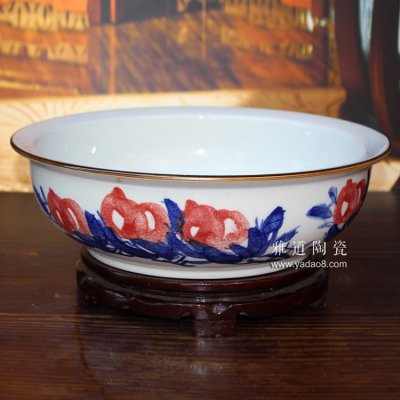 景德鎮陶瓷和面盆拌菜盆長壽圖