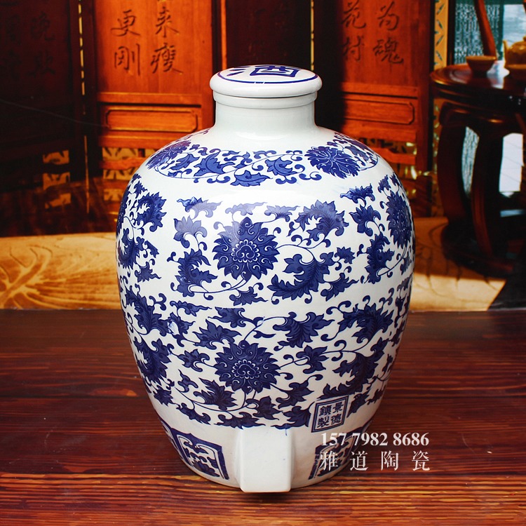 景德鎮青花酒壇-纏枝蓮