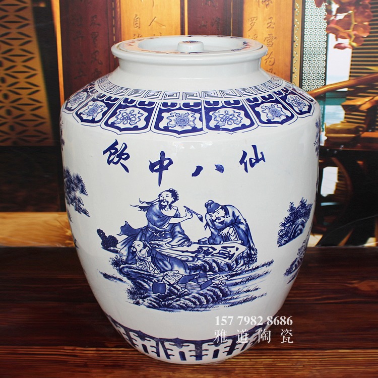 200斤青花瓷大酒壇側面