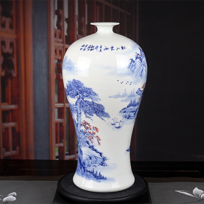 鄒軒手繪青花山水藝術花瓶（松山云海）(圖5)