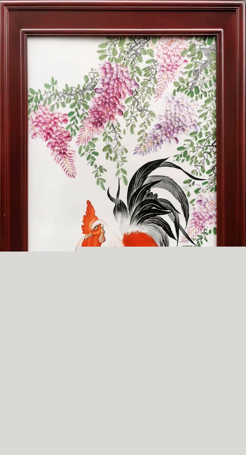 瓷板畫手繪公雞（大吉圖）