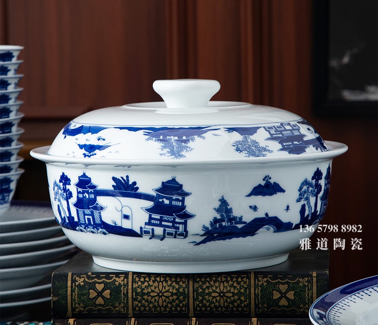 景德鎮56頭中式餐具套裝（青花梧桐）